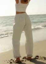 White Marled Sweatpants