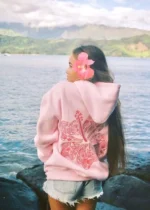 Hawaii Hibiscus Hoodie with Blush