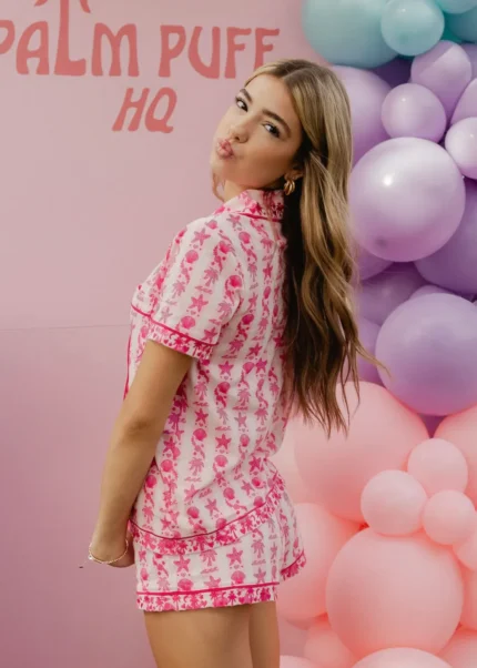 Pink Palm Pajamas with Blush Bay