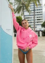 Hawaii Hibiscus Hoodie with Sonic Pink