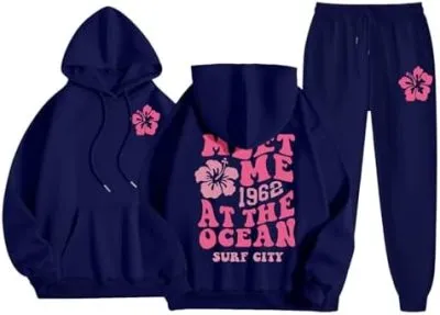 Pink Plum Puff Waves Tracksuit with Blue