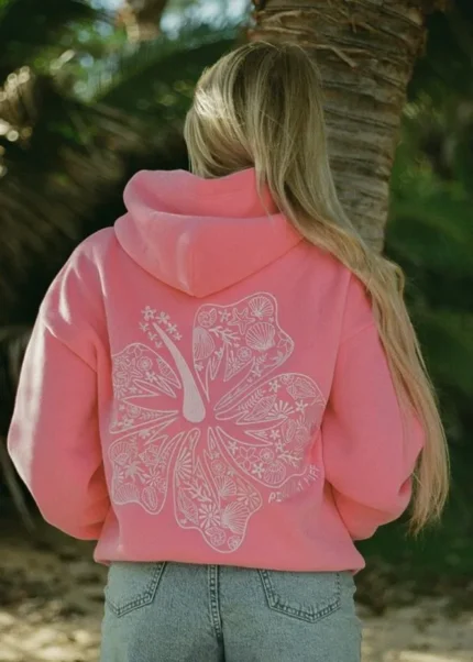 Hawaii Hibiscus Hoodie with Sonic Pink