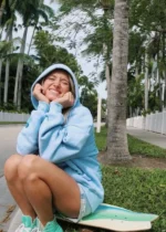 Everything Comes in Waves Hoodie with Blue