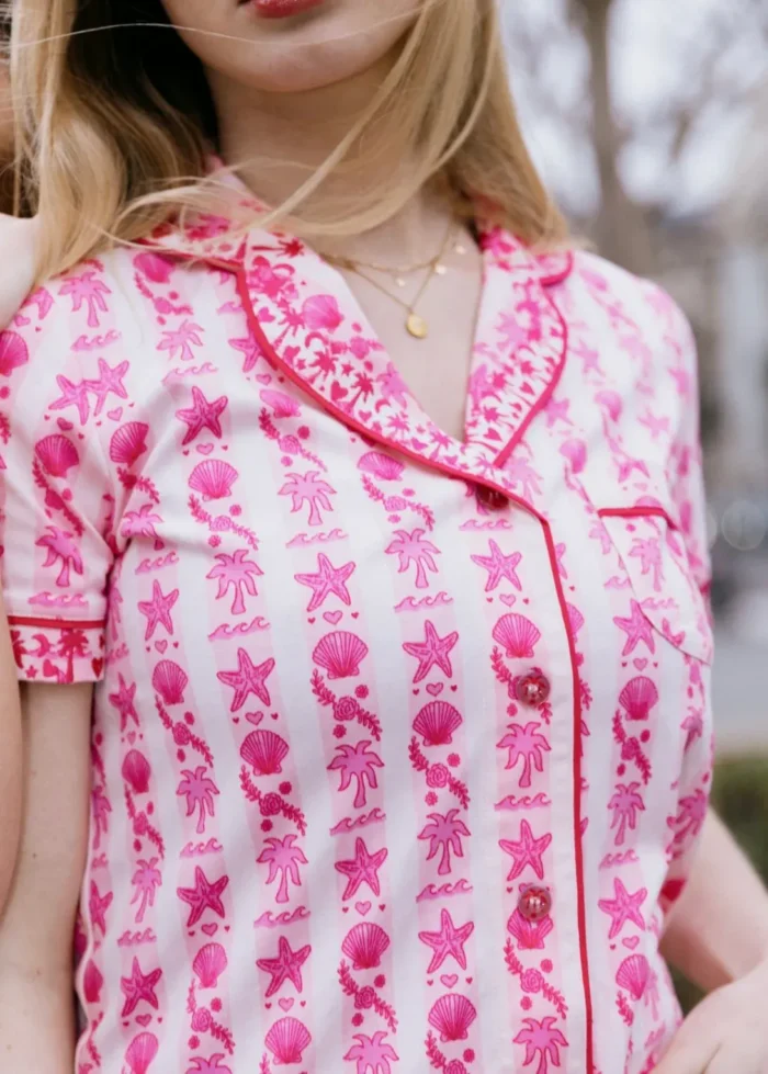 Pink Palm Pajamas with Blush Bay
