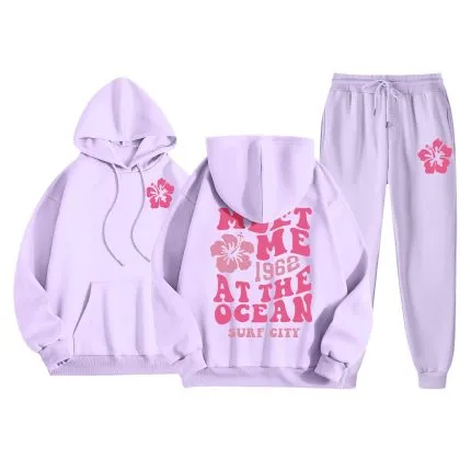 Pink Plum Puff Tracksuit Waves with Classic