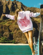 Hawaii Hibiscus Hoodie with Blush