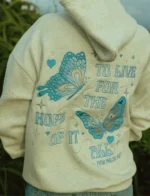 Hope Hoodie Heather White with Blue Logo