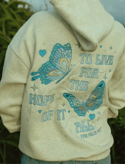 Hope Hoodie Heather White with Blue Logo