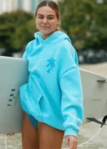 Hawaii Hibiscus Hoodie with Aquamarine