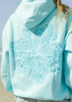 Hawaii Hibiscus Hoodie with Aquamarine