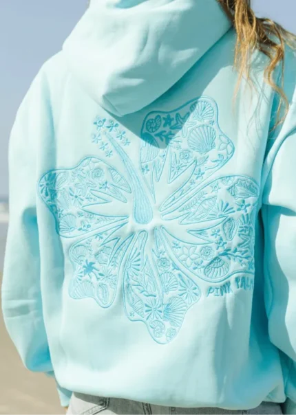 Hawaii Hibiscus Hoodie with Aquamarine