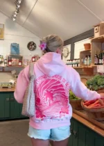 Everything Comes in Waves Hoodie with Pink