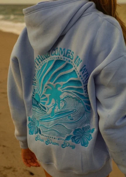 Everything Comes in Waves Hoodie with Blue