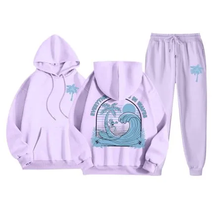 Everything Comes with pink plum Puff Waves Tracksuit