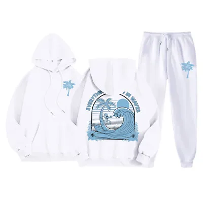 Everything Comes with pink plum Puff Waves Tracksuit White